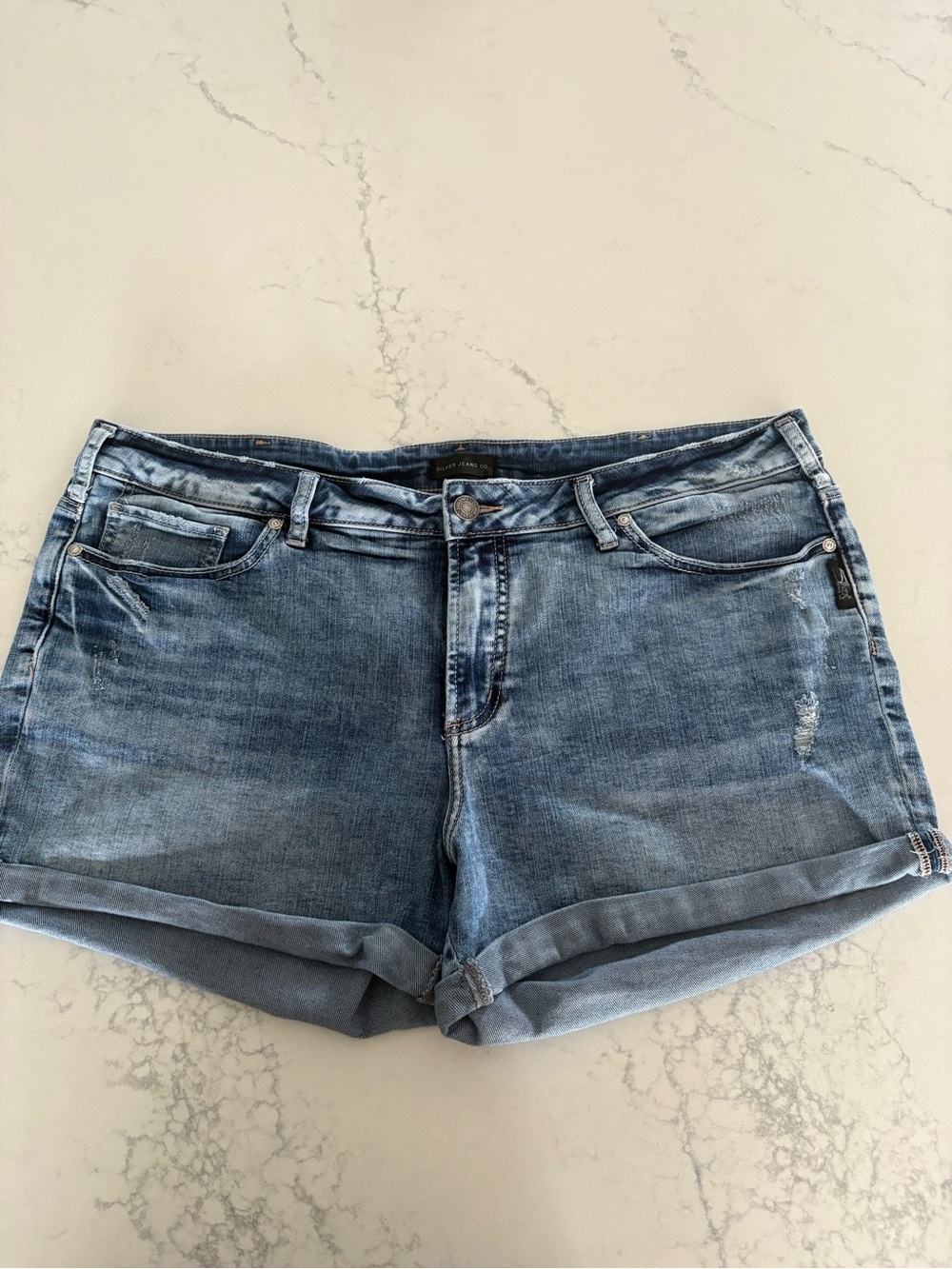 Silver Jeans Light Blue Rolled-Hem Denim Shorts